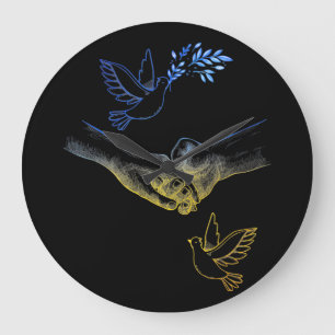 Grande Horloge Ronde Priez Pour L'Ukraine, Couple Réaliste Tenant Les 