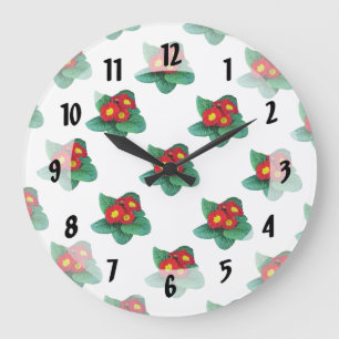 Grande Horloge Ronde Primevères rouges