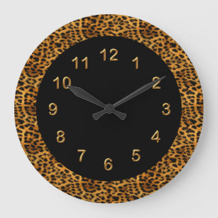 Grande Horloge Ronde Prince animal du Mur Black Leopard