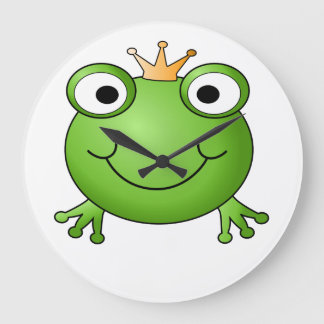Grande Horloge Ronde Prince de grenouille. Grenouille heureuse