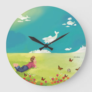 Grande Horloge Ronde PRINCE DES BALEINES BALEINES REGARDANT L'Horloge M