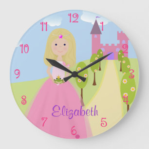 Grande Horloge Ronde Princesse blonde douce Personalized