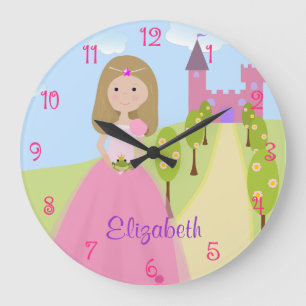 Grande Horloge Ronde Princesse blonde foncée douce Personalized