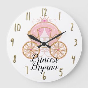 Grande Horloge Ronde Princesse Royale Rose & Or Carrosse Murale