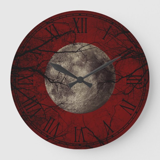 Grande Horloge Ronde Prints Spooky Moon Halloween (Recto)