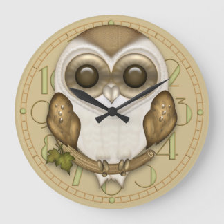 Grande Horloge Ronde Prise de bec l'horloge murale de hibou de grange