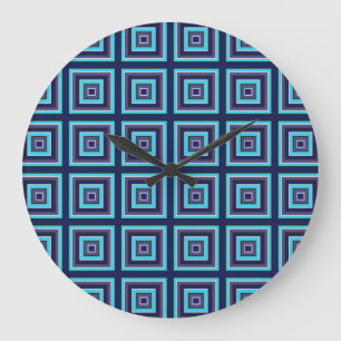 Grande Horloge Ronde Prises carrés Marine Turquoise Purple Vert Blanc