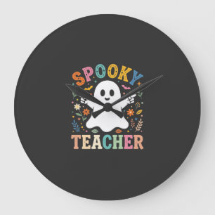 Grande Horloge Ronde Prof Enseignant Fantôme Mignon Halloween Création_