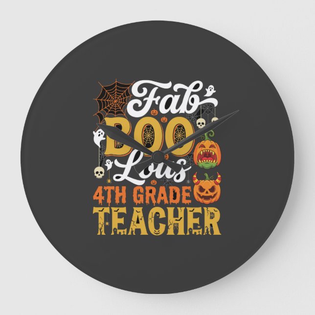 Grande Horloge Ronde Professeur de 4e année Faboolous Halloween (Recto)