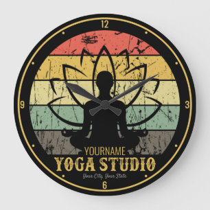 Grande Horloge Ronde Professeur de Fitness Yoga Studio Personnalisé Gur