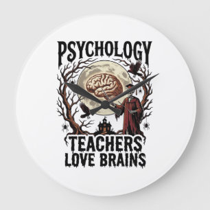 Grande Horloge Ronde Professeur de psychologie Halloween Amateur de cer