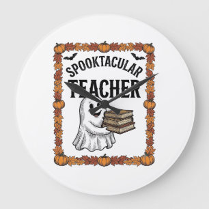 Grande Horloge Ronde Professeur Halloween Fantastique Livres de Fantôme