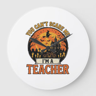 Grande Horloge Ronde Professeur Halloween Vintage Drôle École Squeletti