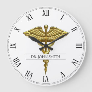 Grande Horloge Ronde Professional Precious Medical Gold Caduceus