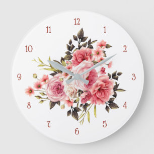 Grande Horloge Ronde Profusion rose de cru rose