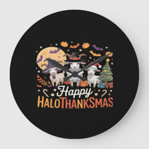 Grande Horloge Ronde Propriétaires Amoureux des animaux heureux Halloth