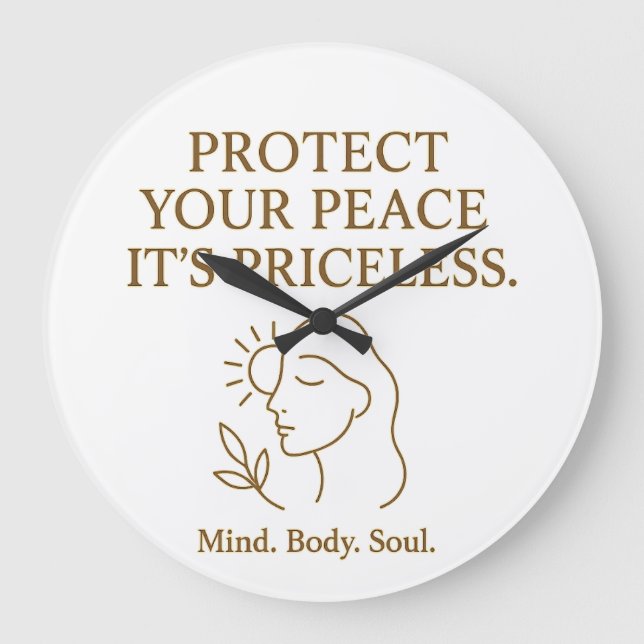 Grande Horloge Ronde Protect Your Peace — Minimalist Self-Care Quote (Recto)