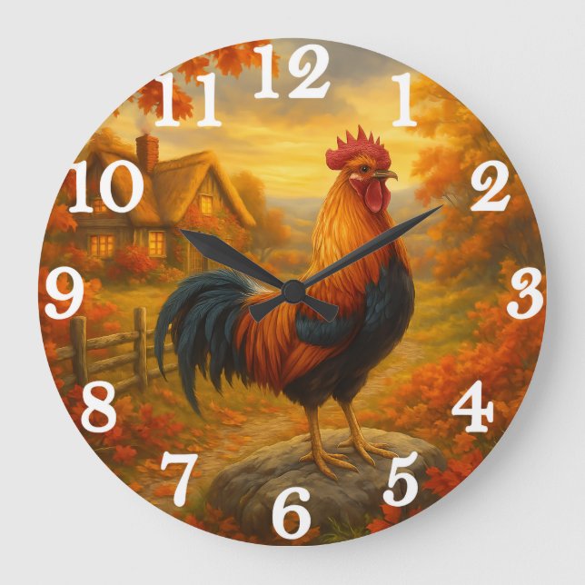 Grande Horloge Ronde Proud rooster in autumn countryside (Recto)