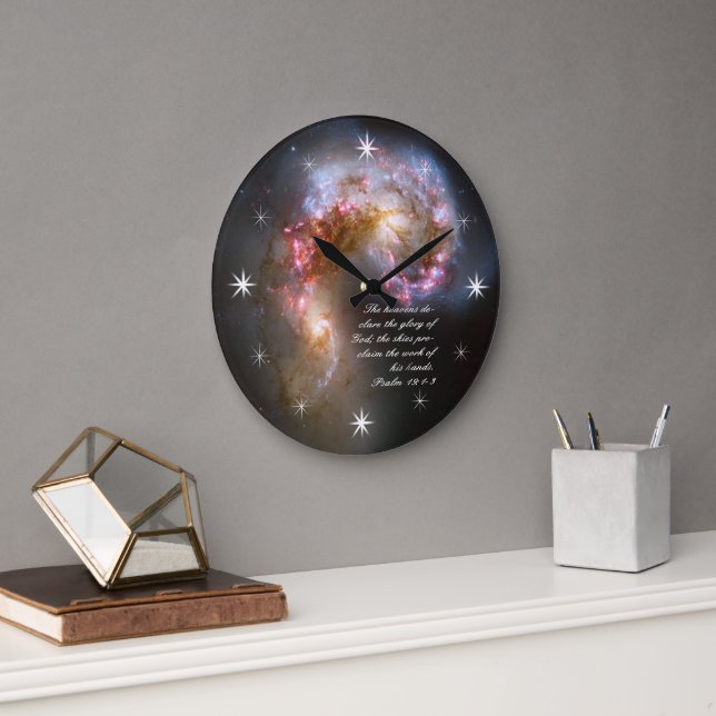 Grande Horloge Ronde Psaumes 19 Inspirationnel (Bureau)