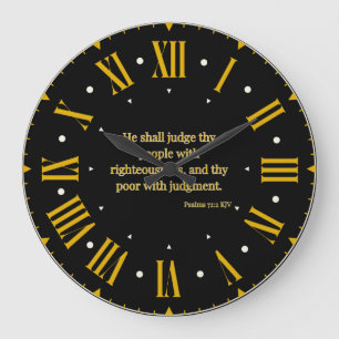 Grande Horloge Ronde Psaumes 72:2 KJV Bible Verse Roman Numeral II