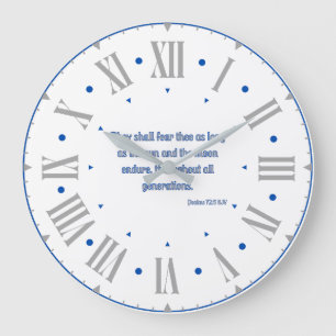 Grande Horloge Ronde Psaumes 72:5 KJV Bible Verse II chiffres romains