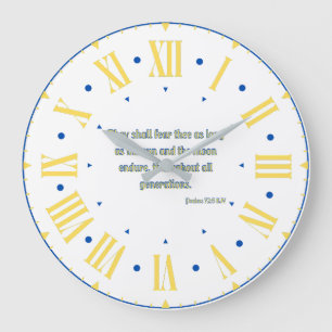 Grande Horloge Ronde Psaumes 72:5 KJV Bible Verse Numéros romains