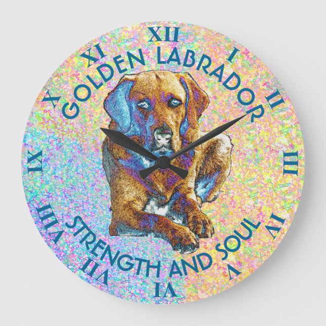 Grande Horloge Ronde Psychédélic Labrador Retriever (Recto)