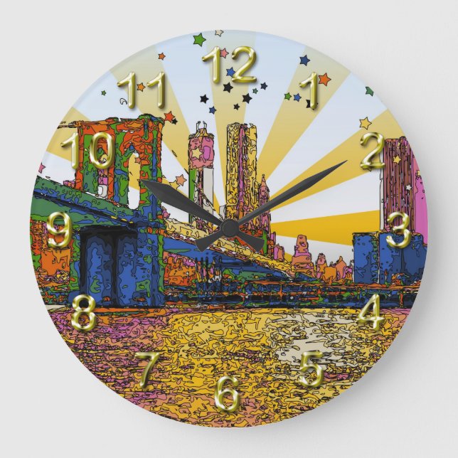 Grande Horloge Ronde Psychedelic New York : Brooklyn Bridge, WTC #1 (Recto)