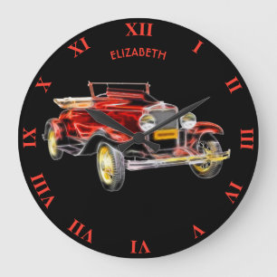 Grande Horloge Ronde Psychédélic Vintage Antique Glowing Neon Car