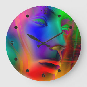 Grande Horloge Ronde Psychedelic Woman Face