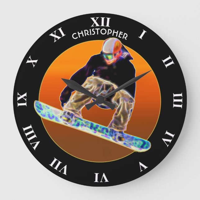 Grande Horloge Ronde Psychédélique Snowboard (Recto)