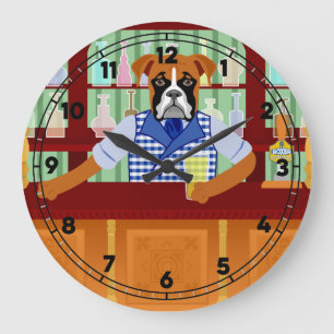 Grande Horloge Ronde Pub de bière de chien de boxeur