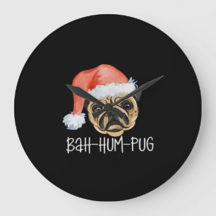 Grande Horloge Ronde Pug drôle de Noël Maman Papa Chien Pyjama Oversize