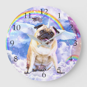 Grande Horloge Ronde Pug unicorn