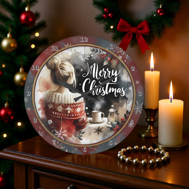 Grande Horloge Ronde Pull de Noël fille cosy (Créateur téléchargé)