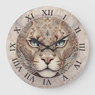Grande Horloge Ronde Puma Face Surreal Art