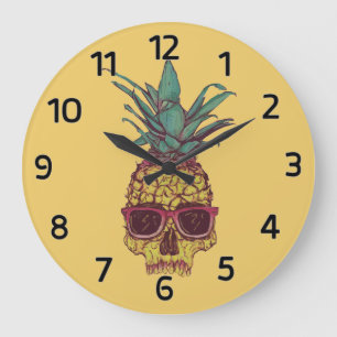 Grande Horloge Ronde Punk génial d'ananas de cool de geek