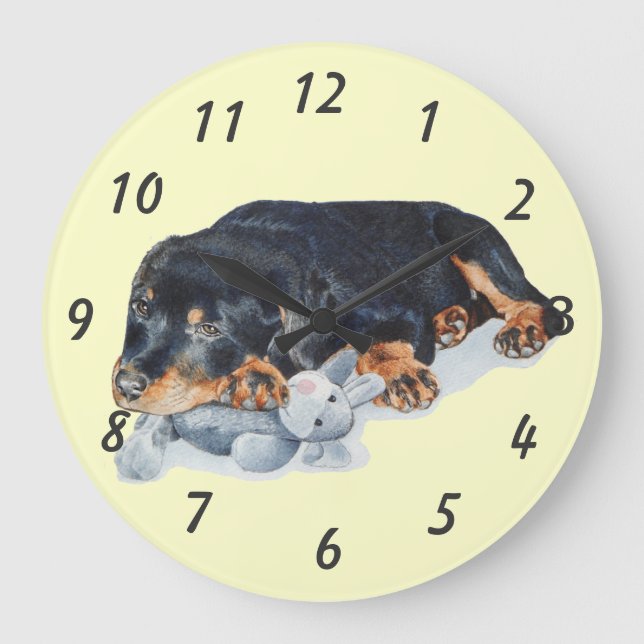 Grande Horloge Ronde puppy cuddling teddy bear rottweitweidog wristwatt (Recto)