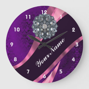 Grande Horloge Ronde Purple damask