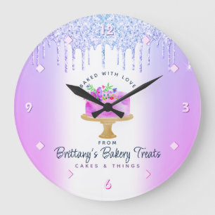 Grande Horloge Ronde Purple Gâteau Boulangerie Parties scintillant Drid