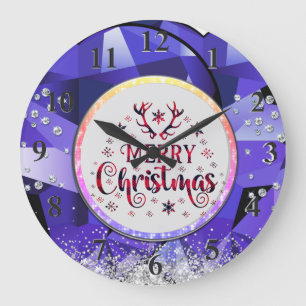 Grande Horloge Ronde Purple Gorgey Emerald Joyeux Noël