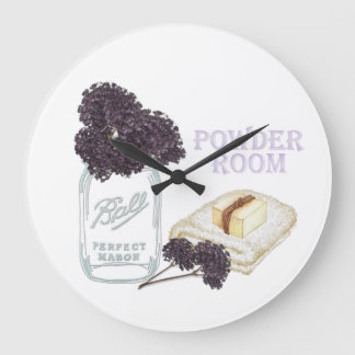 Grande Horloge Ronde Purple hydrangea Round Bathroom Wall Clock