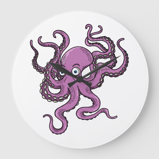 Grande Horloge Ronde Purple Octopus (Recto)