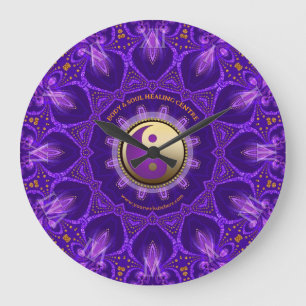 Grande Horloge Ronde Purple or rose énergie guérir Mandala