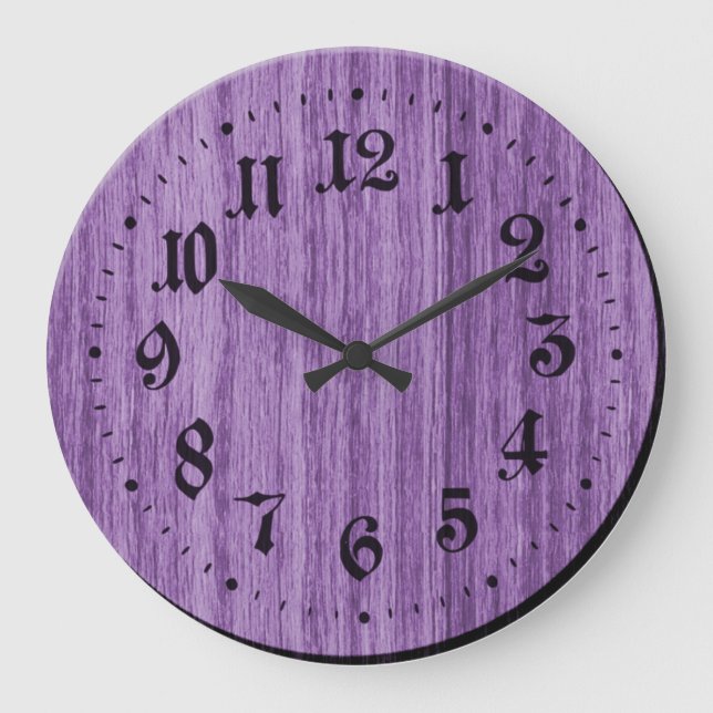 Grande Horloge Ronde Purple Rustic Wooden Clock (Recto)