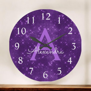 Grande Horloge Ronde Purple Sparkle