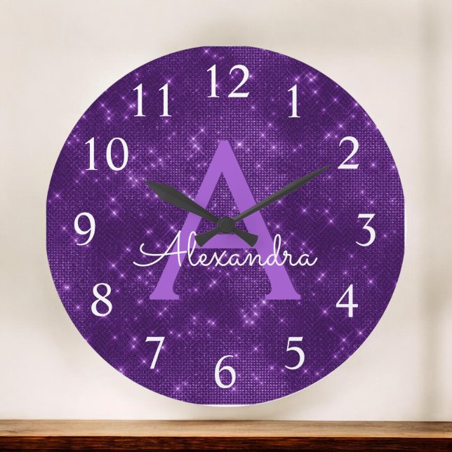Grande Horloge Ronde Purple Sparkle (Créateur téléchargé)