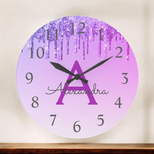 Grande Horloge Ronde Purple Sparkle