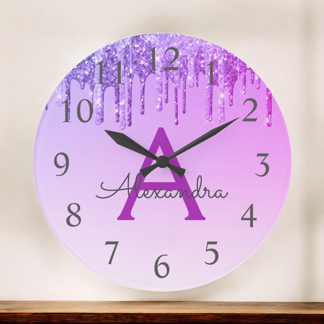 Grande Horloge Ronde Purple Sparkle (Créateur téléchargé)