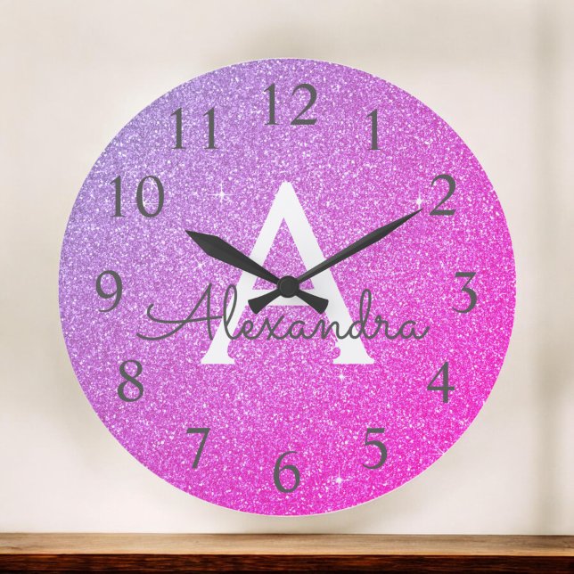Grande Horloge Ronde Purple Sparkle (Créateur téléchargé)